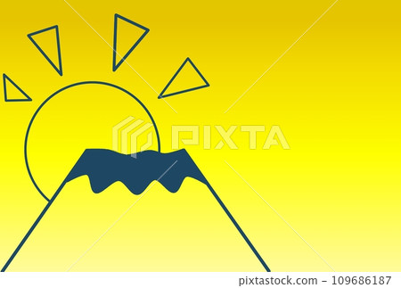 Simple silhouette of Mt. Fuji and yellow gradient background 109686187