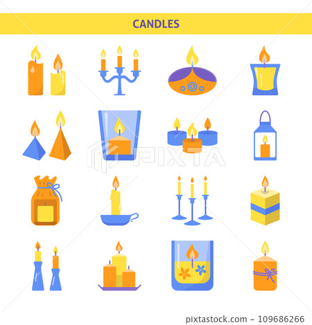 Bright candle icons set in flat style Bright candle icons set in flat style 109686266