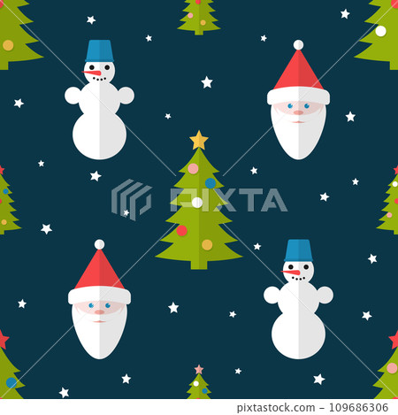 Christmas seamless pattern in flat style 109686306