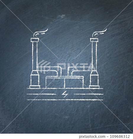 Geothermal power plant chalkboard sketch Geothermal power plant chalkboard sketch 109686312