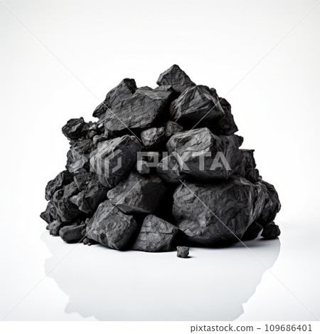 Coal pile isolated in white background 109686401