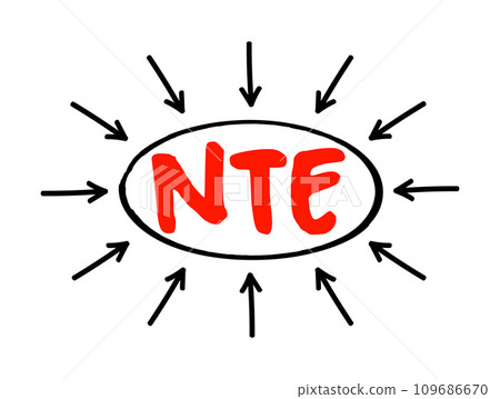 NTE Not To Exceed - type of contract that is allowed a contractor issue bills to an owner, acronym text with arrows 109686670