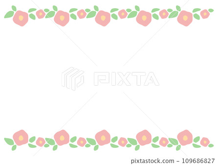 Cute flower line frame at the top and bottom Cute flower line frame at the top and bottom 109686827