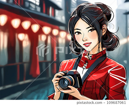 一個女人帶著照相機 109687061