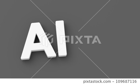 White AI 3D Text on Dark Gray Background with Copy Space 109687116