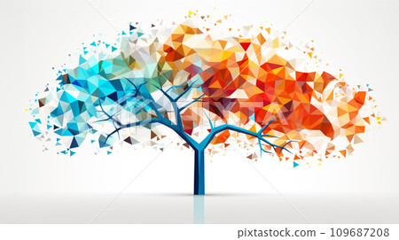 Business Polygon Colorful Tree Growth Idea Generative AI 109687208