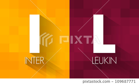 IL Interleukin - group of cytokines that were first seen to be expressed by white blood cells, acronym text concept background IL Interleukin - group of cytokines that were first seen to be expressed by white blood cells, acronym text concept background 109687771