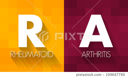 RA Rheumatoid Arthritis - long-term condition that causes pain, swelling and stiffness in the joints, acronym text concept background 109687780