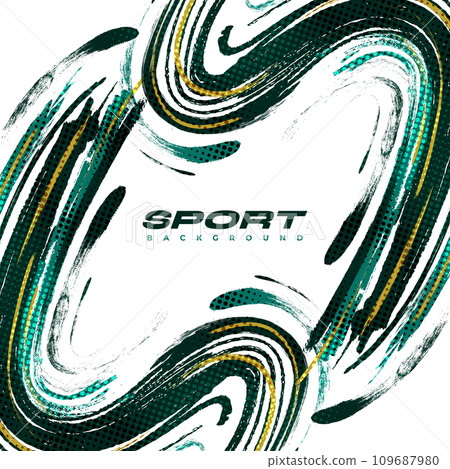 Abstract Brush Background with Sporty Style and Halftone Effect. Brush Stroke Illustration for Banner, Poster, or Sports Background. Scratch and Texture Elements For Design 109687980
