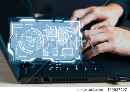 man use cloud computing system diagram show on hand.Data storage.Digital technology network service business in wireless storage concept. Implementing storage technology support in business. man use cloud computing system diagram show on hand.Data storage.Digital technology network service business in wireless storage concept. Implementing storage technology support in business. 109687997