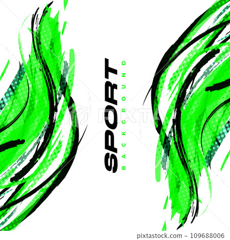 Abstract Black and Green Brush Background with Sporty Style and Halftone Effect. Brush Stroke Illustration for Banner, Poster, or Sports Background 109688006