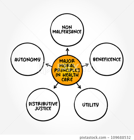 Major Moral Principles in Health Care mind map text concept for presentations and reports 109688532