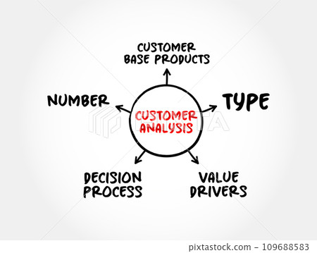 Customer Analysis mind map concept for presentations and reports 109688583