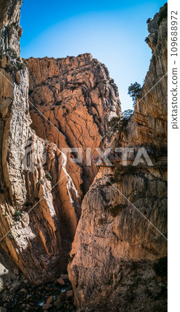 Breathtaking Vertical View of the Caminito del Rey, Andalucia 109688972