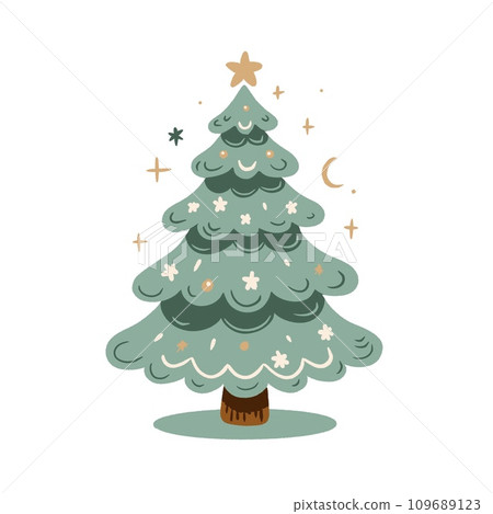 Flat design illustration of christmas tree Flat design illustration of christmas tree 109689123