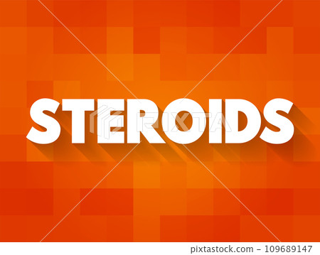 Steroids is a biologically active organic compound with four rings arranged in a specific molecular configuration, text concept background 109689147