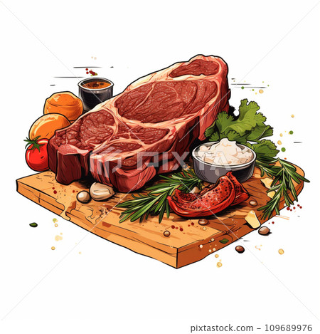 [AI generated images/AI illustrations] Meat and ingredients 109689976
