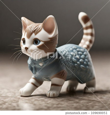 Cute baby cat ceramic figurine 109690051