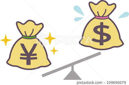 Strong yen, weak dollar illustration material 109690079