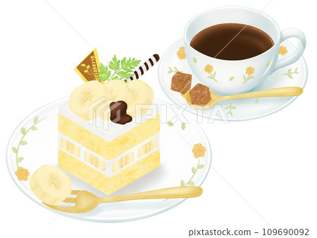 banana cake and coffee set 109690092