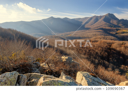 Panorama picture from Spanish mountain Montseny, near Santa fe del Montseny, Catalonia Panorama picture from Spanish mountain Montseny, near Santa fe del Montseny, Catalonia 109690367