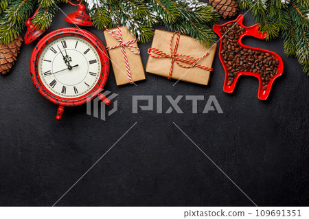 Christmas background with fir tree and copy space for greetings 109691351