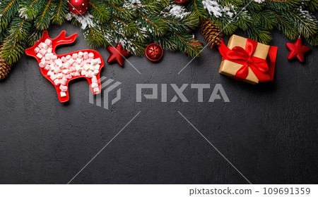 Christmas background with fir tree and copy space for greetings 109691359