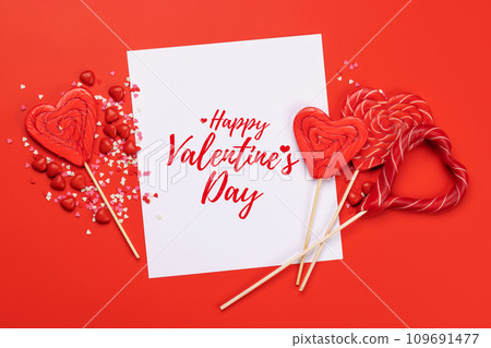 Candy sweets and blank greeting card for your greetings Candy sweets and blank greeting card for your greetings 109691477