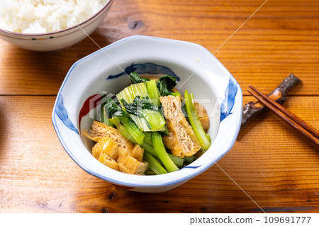 Boiled tasai and fried tofu Boiled tasai and fried tofu 109691777