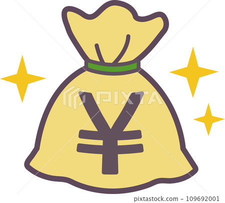 袋子裡有錢，￥，日元，閃光 109692001