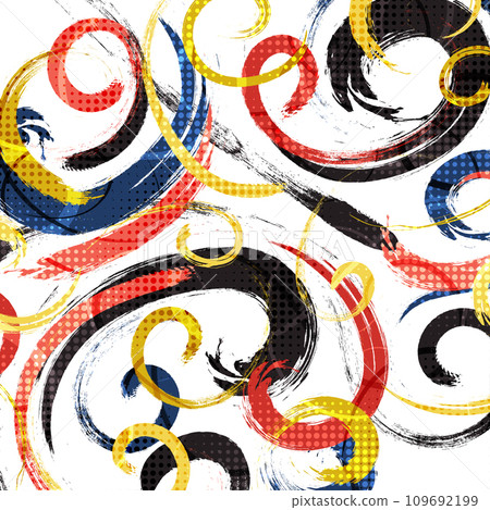 Abstract and Colorful Brush Background with Halftone Effect. Sport Banner. Brush Stroke Illustration. Scratch and Texture Elements For Design 109692199