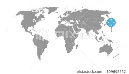 Pin map with Micronesia flag on world map. Vector illustration. 109692332