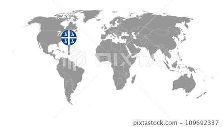 Pin map with Martinique flag on world map. Vector illustration. 109692337