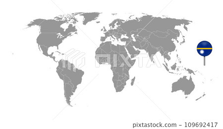 Pin map with Nauru flag on world map. Vector illustration. Pin map with Nauru flag on world map. Vector illustration. 109692417