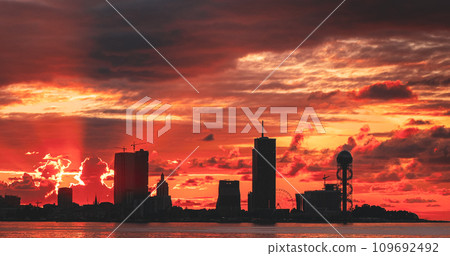 Batumi, Adjara, Georgia. View From Sea Beach To Cityscape With Batumi, Adjara, Georgia. View From Sea Beach To Cityscape With 109692492