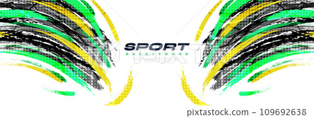 Abstract Sport Background with Brush Style and Halftone Effect. Brush Stroke Illustration. Scratch and Texture Elements For Design 109692638