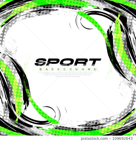 Black, Green and Gray Brush Background with Halftone Effect. Sport Background with Grunge Style. Scratch and Texture Elements For Design Black, Green and Gray Brush Background with Halftone Effect. Sport Background with Grunge Style. Scratch and Texture Elements For Design 109692643