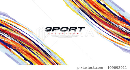 Colorful Brush Splash Background. Vibrant Grunge Background with Halftone Style. Sport Banner. Vector Illustration Colorful Brush Splash Background. Vibrant Grunge Background with Halftone Style. Sport Banner. Vector Illustration 109692911