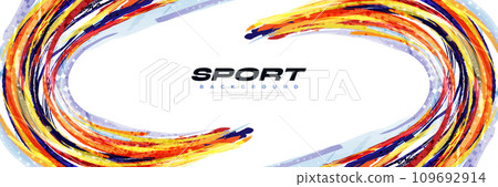 Colorful Brush Splash Background. Vibrant Grunge Background with Halftone Style. Sport Banner. Vector Illustration 109692914