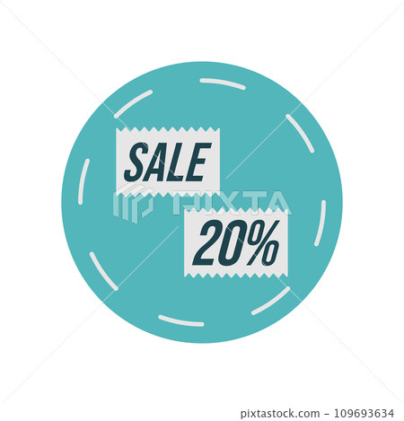20 percent sale blue label on white background 20 percent sale blue label on white background 109693634