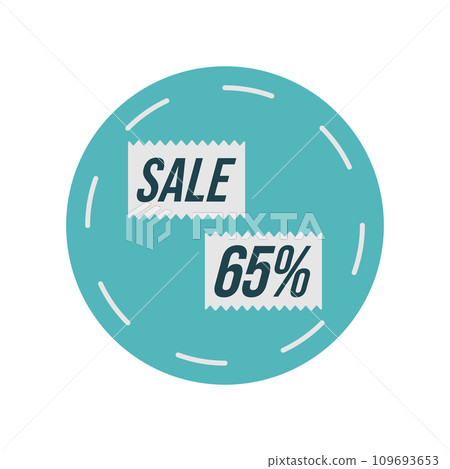 65 percent sale blue label on white background 109693653