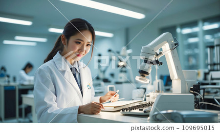 在實驗室學習的女學生 109695015