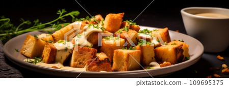 Crispy delicious juicy crispy croutons Crispy delicious juicy crispy croutons 109695375