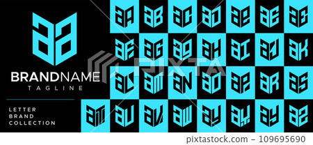 Line shield letter A AA logo design set.  109695690