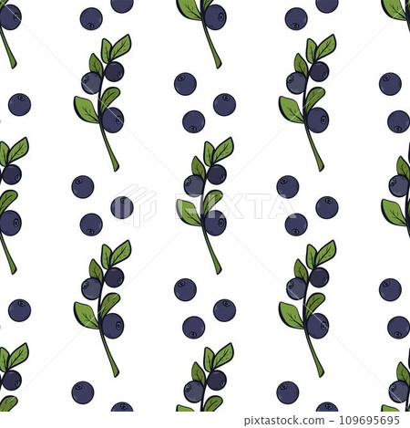 Blueberries on twigs seamless pattern Blueberries on twigs seamless pattern 109695695