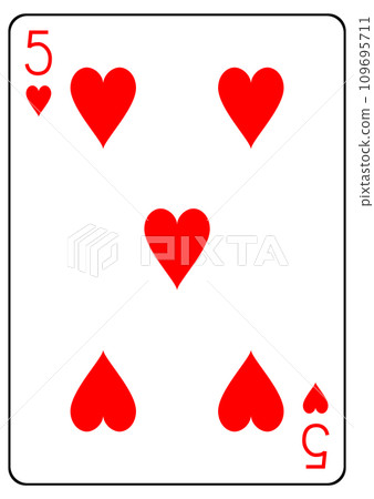 Playing card 5 of hearts 109695711