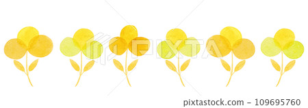 Silhouettes of yellow flowers in watercolor. Abstract floral border Silhouettes of yellow flowers in watercolor. Abstract floral border 109695760