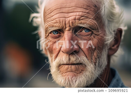 Expressive Elderly Man with Deep Blue Eyes. Generative AI Expressive Elderly Man with Deep Blue Eyes. Generative AI 109695921