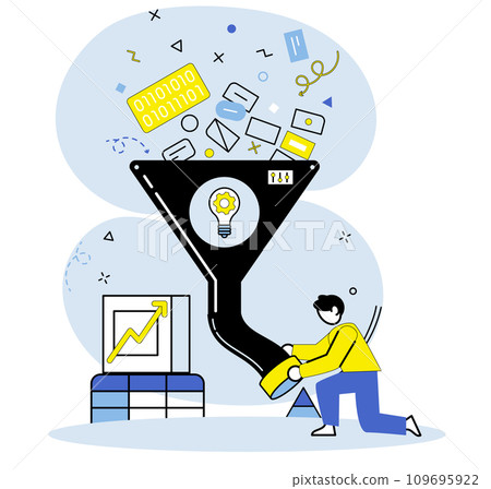 Predictive analytics vector illustration. Analyzing big data sets allows businesses to uncover valuable insights and improve predictive analytics Continuous monitoring data and market trends Predictive analytics vector illustration. Analyzing big data sets allows businesses to uncover valuable insights and improve predictive analytics Continuous monitoring data and market trends 109695922
