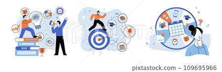 Business mentor. Vector illustration. Effective communication ensures unity and clarity within business Personal growth requires support and guidance from mentors A cooperative work environment 109695966